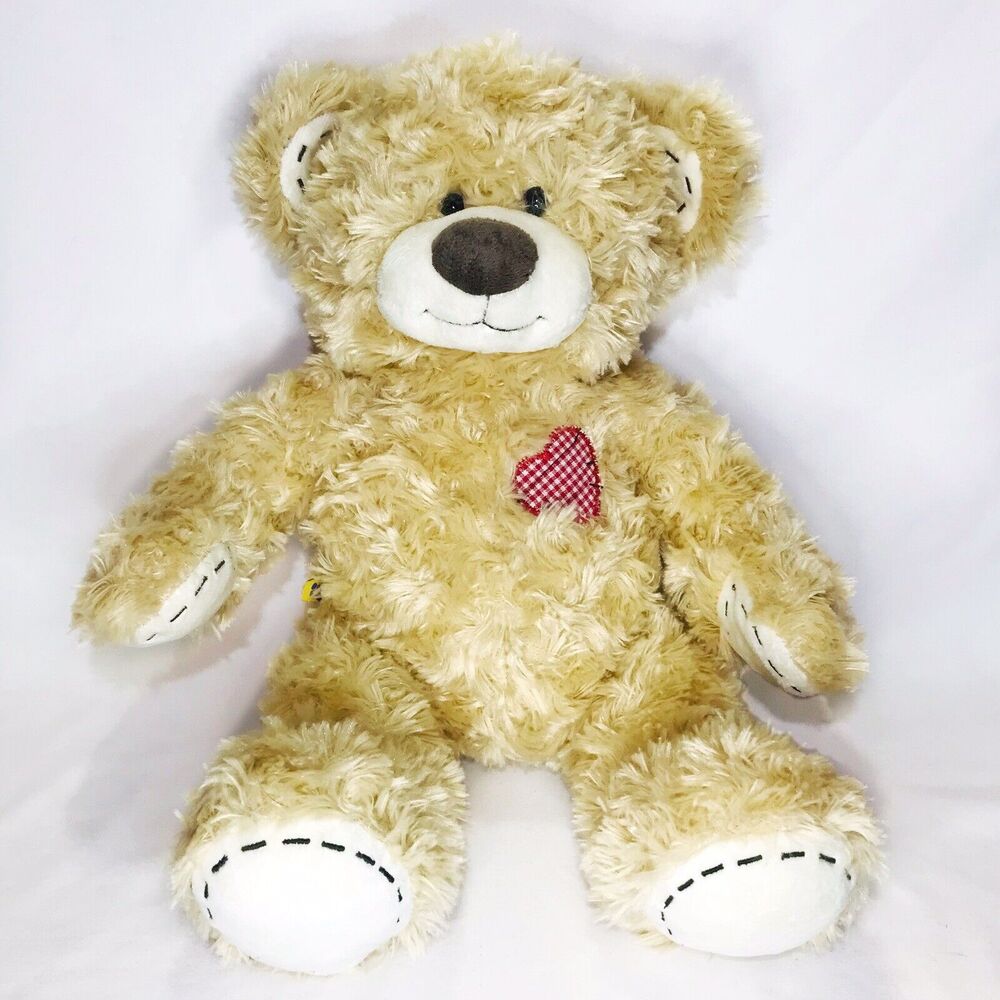 Build-A-Bear CHAMP II TEDDY Red Gingham HEART PATCH 2008 Plush Stitched Pads